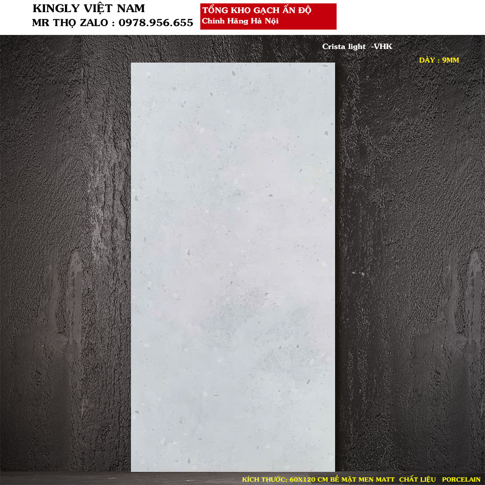 Gạch lát nền vân đá Trarvertine 60x120 cm ấn Độ Crista light